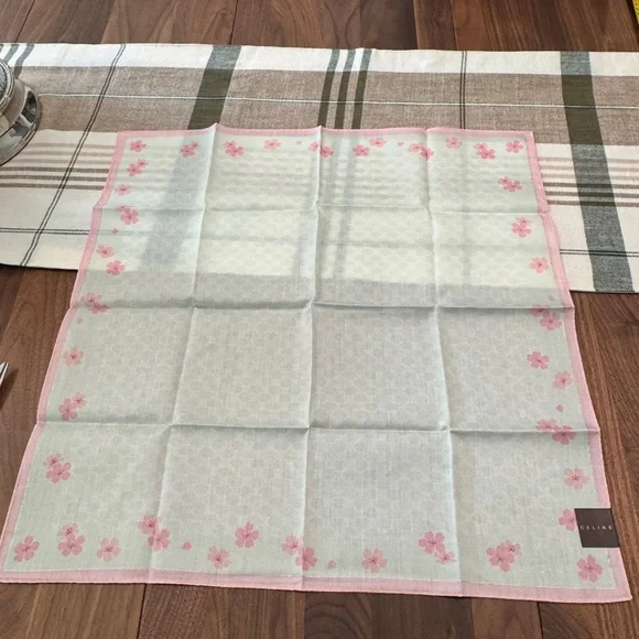 Celine Pink Floral Scarf/Handkerchief (19" x 19.5") - Picture 2 of 5